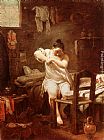 Giuseppe Magni Paintings - The Flea by Giuseppe Maria Crespi